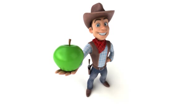 Fun 3d dessin animé amusant cow-boy avec canal alpha — Video