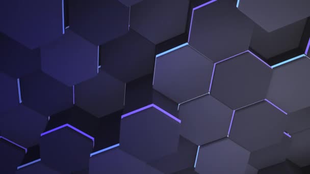 Fondo abstracto azul oscuro y rosa hex grid fondo — Vídeo de stock