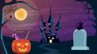 Mutlu cadılar bayramı animasyonu sahneleri 4k animasyonlu