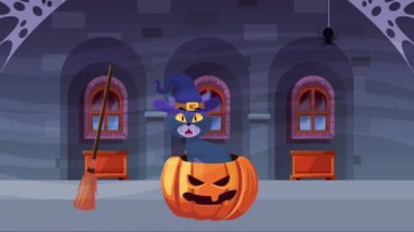 Mutlu cadılar bayramı animasyonu sahneleri 4k animasyonlu