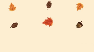 Merhaba sonbahar animasyonu Yapraklar dairesel çerçeve 4k animasyon