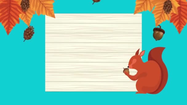Hello őszi animáció levelekkel kör alakú keret 4k animált — Stock videók