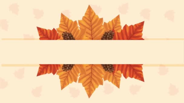 Merhaba sonbahar animasyonu Yapraklar dairesel çerçeve 4k animasyon — Stok video