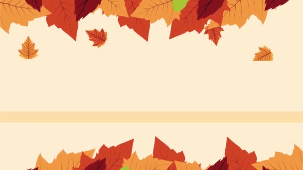 Γεια φθινόπωρο animation με φύλλα κυκλικό πλαίσιο 4k κινούμενα — Αρχείο Βίντεο