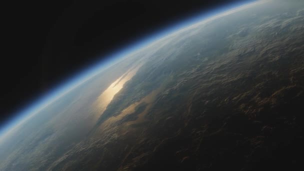 Тераформована планета вид з космосу на болота з океанами і рослинами — стокове відео
