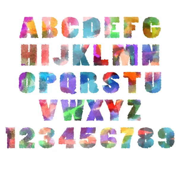 Алфавітні літери з аквареллю або текстурою акварелі. Шрифт. Векторні ілюстрації . — стоковий вектор