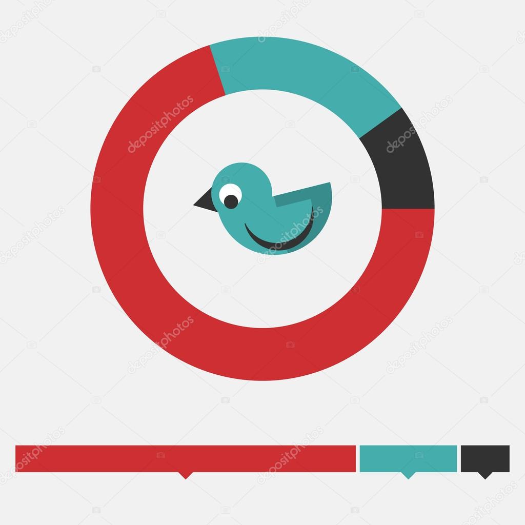 Migrant bird infographic.  Bird and radial diagram. Design element. Flat design