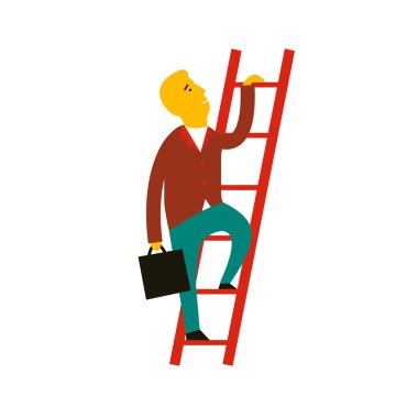 Çizgi film adam staircas vektör illüstrasyon kavramı