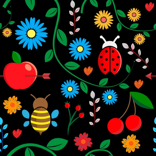 Naadloze herfst bloemmotief — Stockvector