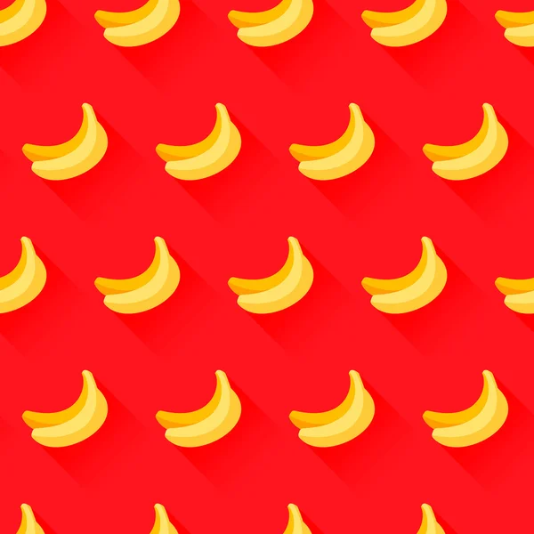 Naadloze patroon met bananen op rode achtergrond — Stockvector