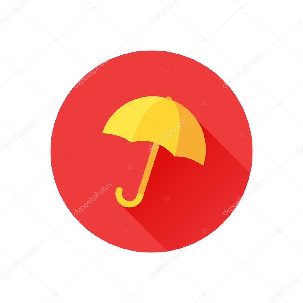 Vector icon of umbrella on red background