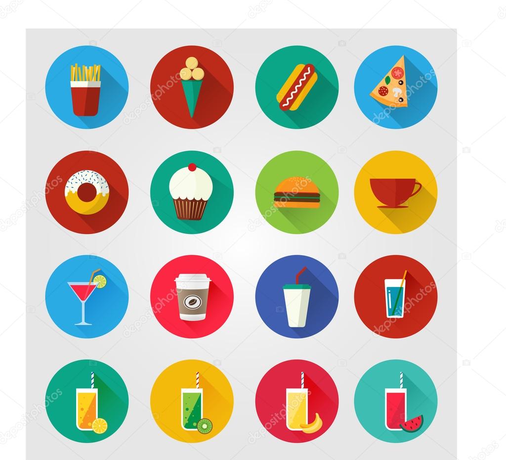 Food and drinks vector icons.