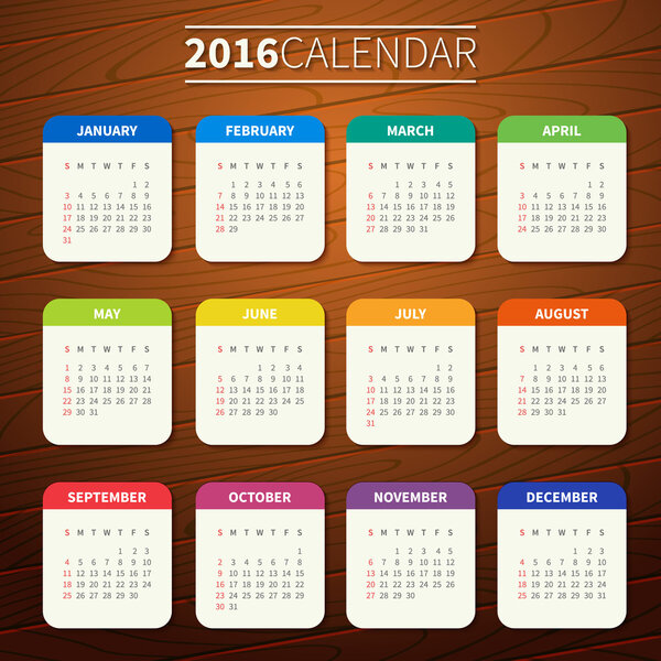 Calendar 2016 template
