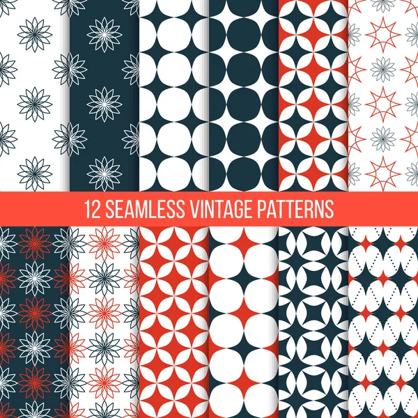 Vector seamless vintage patterns set — Stock Vector