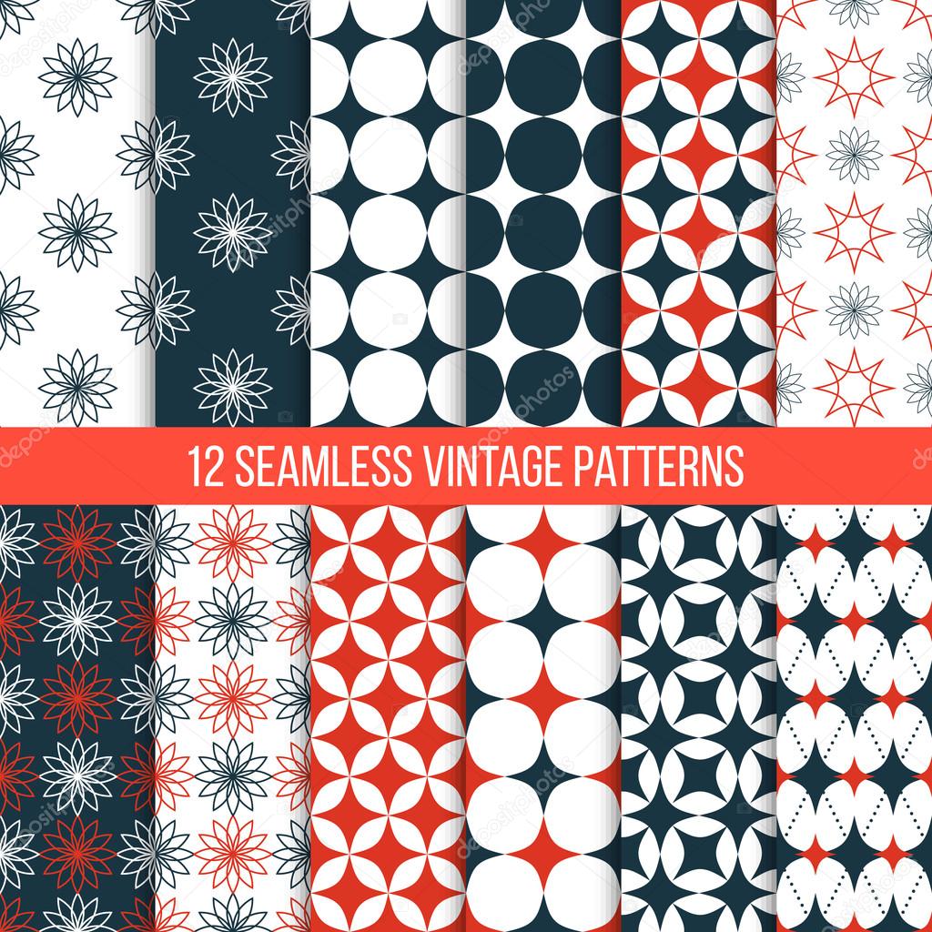 Vector seamless vintage patterns set