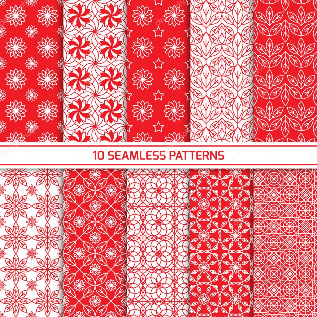 Set of monochrome geometric seamless patterns