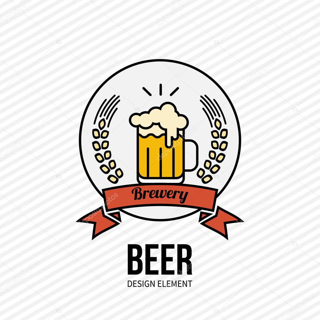 Glass of golden beer icon on white background. Design element for web and mobile design, bar, cafe, restaurant. Modern minimalistic outline style label. Vector illustration