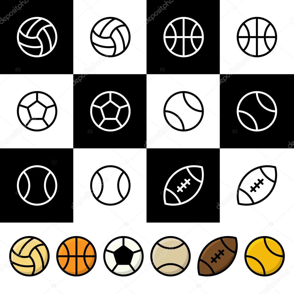 Sport balls vector icon set