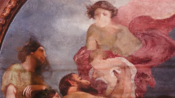 Fresque Peinture dans la salle ornée d'une villa de la Renaissance italienne — Video