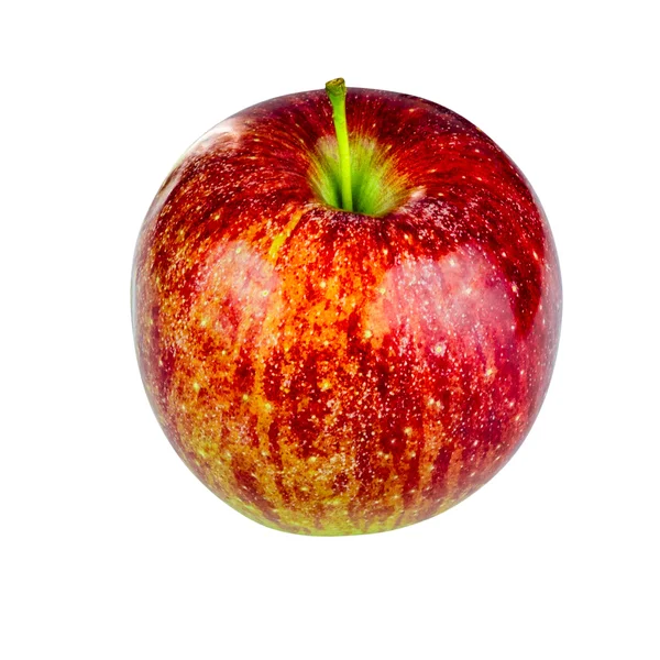 Beyaz zemin üzerine kırmızı Fuji elma dilim