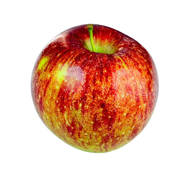 Beyaz zemin üzerine kırmızı Fuji elma dilim