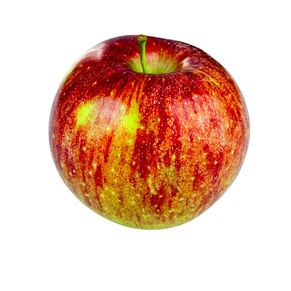 Beyaz zemin üzerine kırmızı Fuji elma dilim