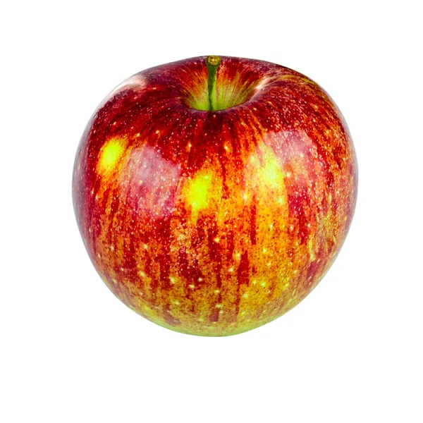 Beyaz zemin üzerine kırmızı Fuji elma dilim