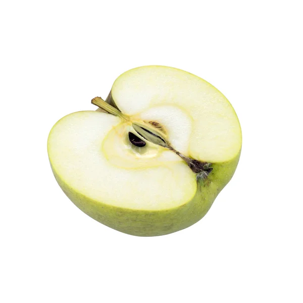 Žlutá Renetta Apple půl na bílém pozadí — Stock fotografie