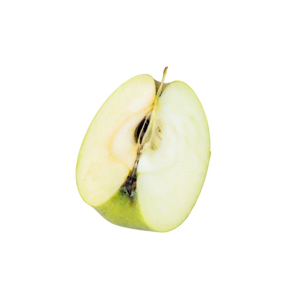 Tranche de pomme Renetta jaune sur fond blanc — Photo
