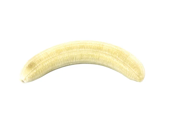 Plátano pelado sobre fondo blanco — Foto de Stock