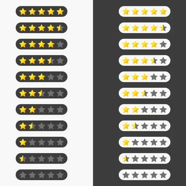 Set of rating labels with stars. Rating buttons from 0 to 5 stars. Vector illustration for review and testing. — Wektor stockowy