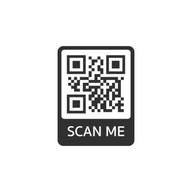 Akıllı telefonun QR kodu. Yazıt beni akıllı telefon simgesi ile tarıyor. Ödeme için QR kodu. Vektör illüstrasyonu