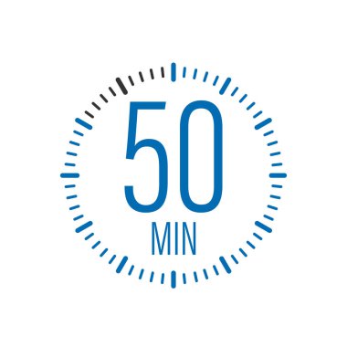 50 dakika, kronometre vektör simgesi. Stopwatch simgesi düz stil, zamanlayıcı renk arkaplan üzerinde.