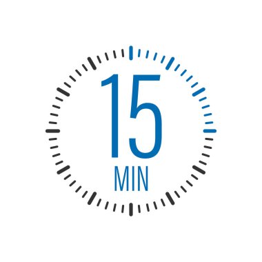 15 dakika, kronometre vektör simgesi. Stopwatch simgesi düz stil, zamanlayıcı renk arkaplan üzerinde.