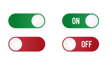 Açma ve kapama modu anahtarı. Yeşil ve kırmızı arayüz düğmesi konsepti. Vektör ui element simgesi.