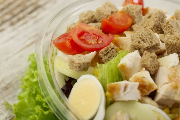 Fresh prepared salad in a bowl to take — Stock Photo, Image