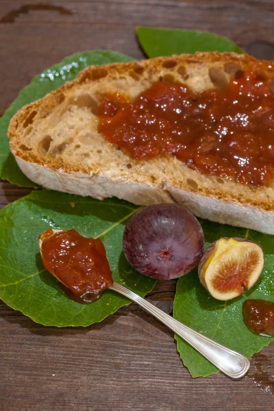 Bread and fig jam Stock Picture