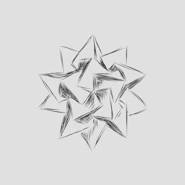 3d yıldız geometrik şekil çizimler ve notlar için kalem ile elle çizilmiş