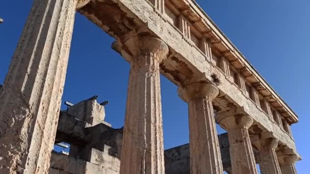 エギナ島の女神Aphaiの寺院 古代ギリシャの寺院 — ストック動画