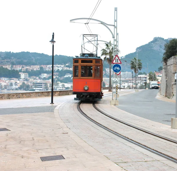 Port de Soller 'deki eski tramvay, Mallorca, Ballearic Adası, İspanya
