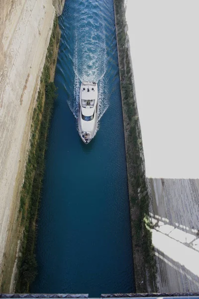 Vew Corinthian Canal Old Bridge Korinth Greece — Stock fotografie