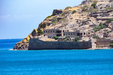 Spinalonga Adası, Plaka, Girit, Yunanistan 'dan manzara