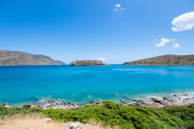 Spinalonga Adası, Plaka, Girit, Yunanistan 'dan manzara