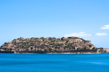 Spinalonga Adası, Plaka, Girit, Yunanistan 'dan manzara