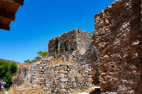 Elhagyott Régi Erőd Egykori Lepratelep Spinalonga Sziget Kréta Görögország Régi — Stock Fotó
