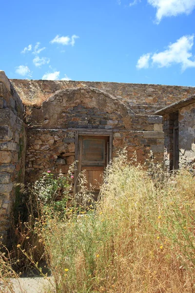 Abandoned Old Fortress Former Leper Colony Island Spinalonga Crete Greece — Foto de Stock