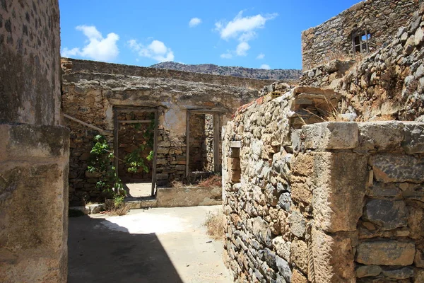 Elhagyott Régi Erőd Egykori Lepratelep Spinalonga Sziget Kréta Görögország Régi — Stock Fotó