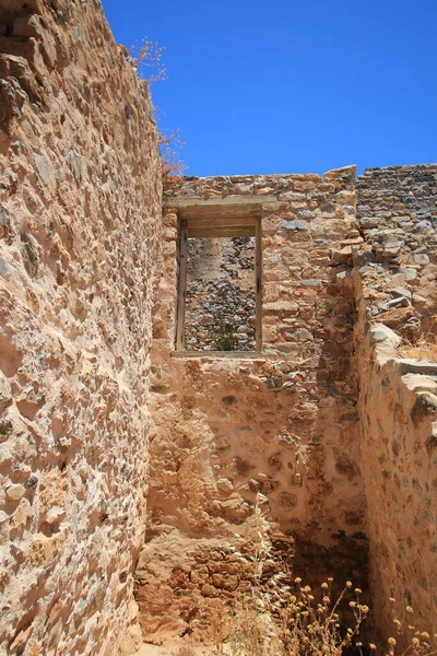 Abandoned Old Fortress Former Leper Colony Island Spinalonga Crete Greece —  Fotos de Stock