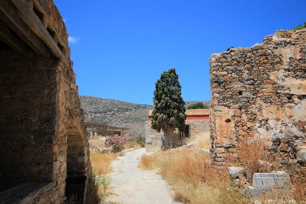 Verlaten Oude Vesting Voormalige Lepra Kolonie Eiland Spinalonga Kreta Griekenland — Stockfoto