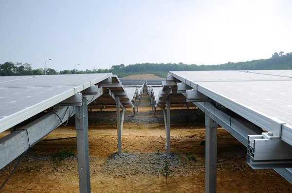 Panel solar en la granja solar — Foto de Stock